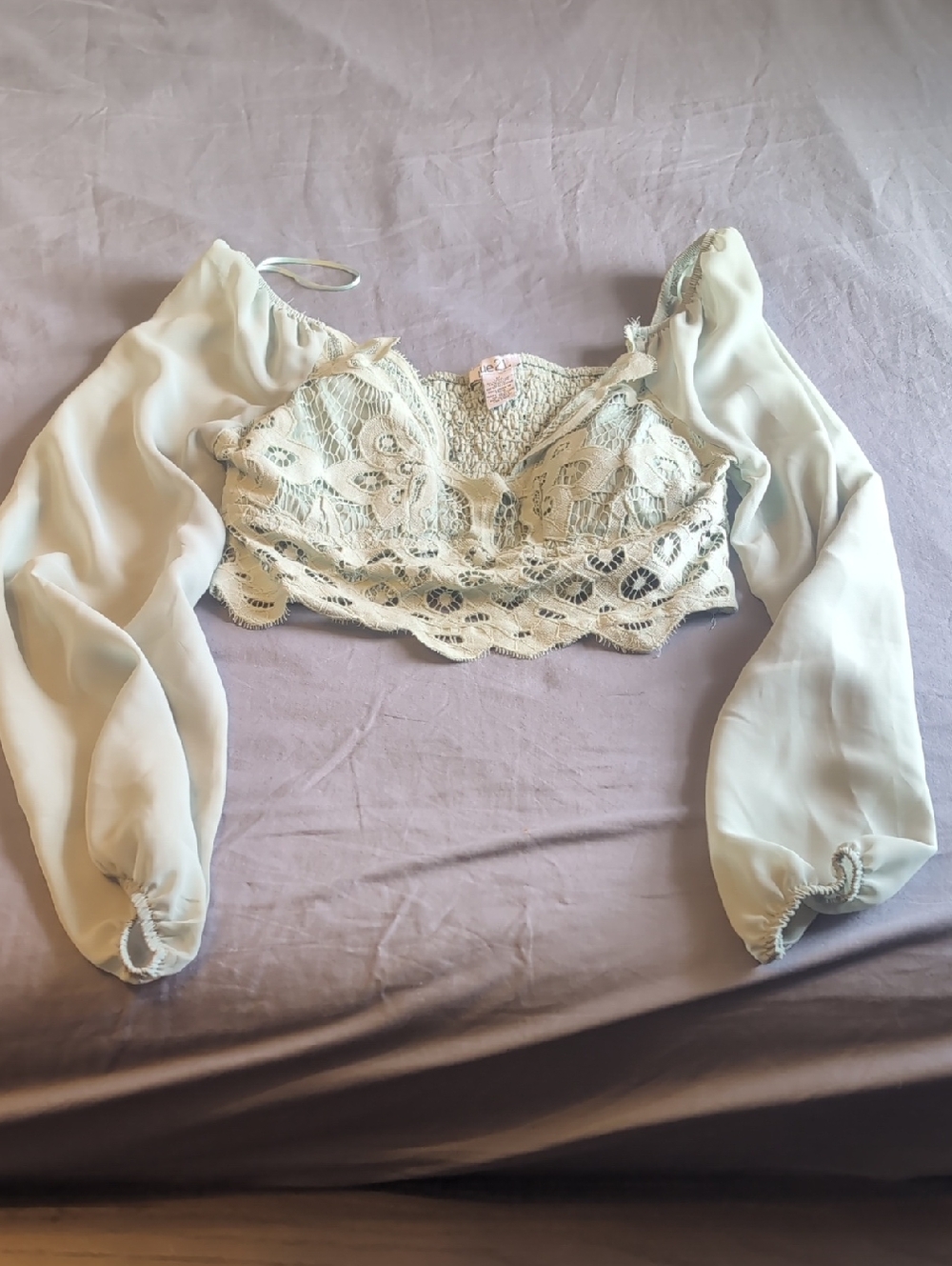 Rue21 Light Green Lace Long Sleeve Chiffon Camisole